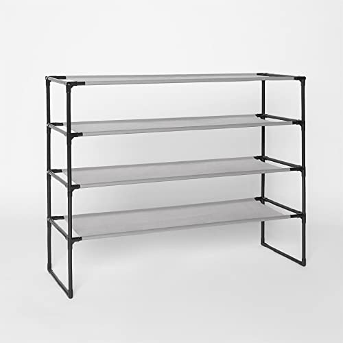OHS 4 Tier Storage Rack Home Tidy Organiser Shelving Solution Shoe Clothing Utility Garage Racking Freestanding Unit, Charcoal