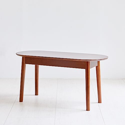 Livinia Aslan 35" Malaysian Oak Round Wooden Dining Bench/Solid Wood Bedroom Entry Way Kitchen Corridor Bench (Walnut)