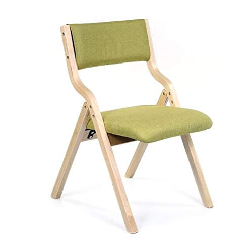 DINGZZ Solid Wood Folding Chair, Dining Chair Upholstered Thick Seat, Home Cotton and Linen Chair