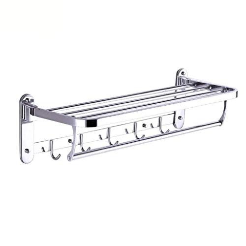 N/A Stainless steel towel rack-for for Bathroom Shelf Double Towel Bar Holder with Hooks Wall Mounted Multifunctional Brushed Nickel
