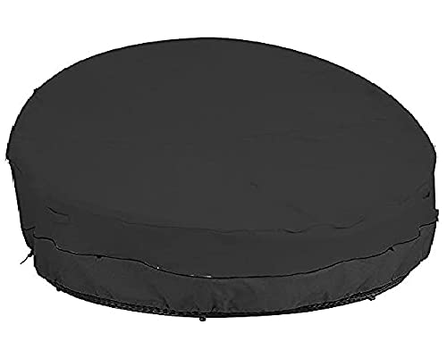 Outdoor Daybed Cover 420D Waterproof Patio Round Daybed Cover Garden Rattan Furniture Cover Breathable Oxford Fabric Outdoor Daybed Sofa Protecti