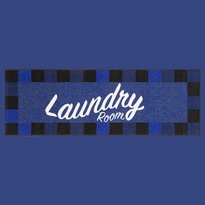 Ottomanson Laundry Collection Checkered Border Rubberback Mat, 67 cm x 90 cm, Black