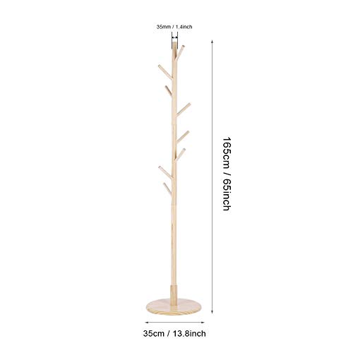 Oumij Cloth Hanger Tree, Assembled Wooden Coat Hat Stand Tree Suitable for Hanging Coat, Cloth, Hat, Bags, Scarf at Home or Office(Wooden Color)