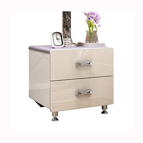 N/A Simple Bedside Table White Painted Bedside Table, Locker Bedroom Assembly Simple Two-drawer Small Locker