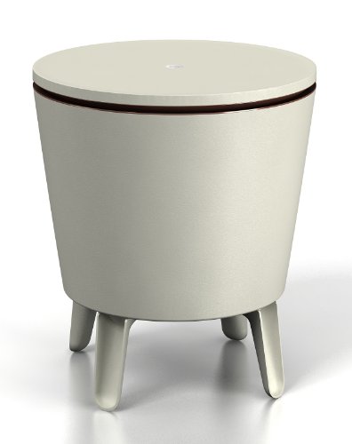 Keter Cool Bar Plastic Outdoor Ice Cooler Table Garden Furniture - white/brown