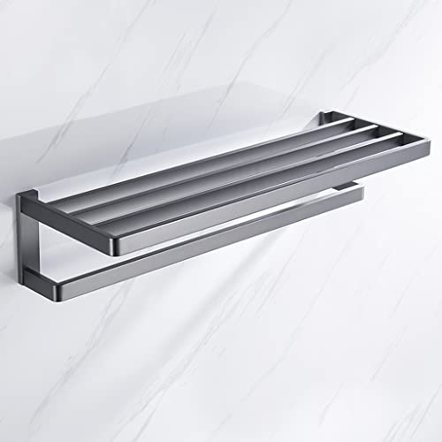 HIGOH Towel Racks,Bathroom Towel Rack Wall Mounted Towel Holder,High-End Towel Rack,Light Brushed Stainless Steel Simple Bath Towel Shelf Wall Mo