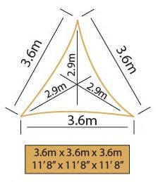 Kookaburra Waterproof Garden Sun Shade Sail Canopy in Azure 98% UV Block (3.6m Triangle)