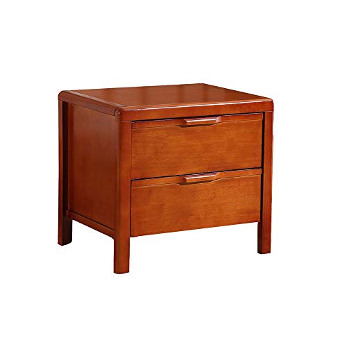 LUKEO Solid Wood Bedside Table Simple Environmental Protection Bedside Table,Double Drawer Bedroom Mini Bedside Table