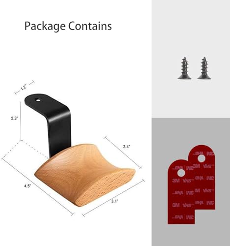 Headphone Hanger Holder Wall Mount,Headset Stand Hook Under Desk Beech Wood Earphones Hanger for Audio,Studio and PC Gaming Headphones(Beech-Z)