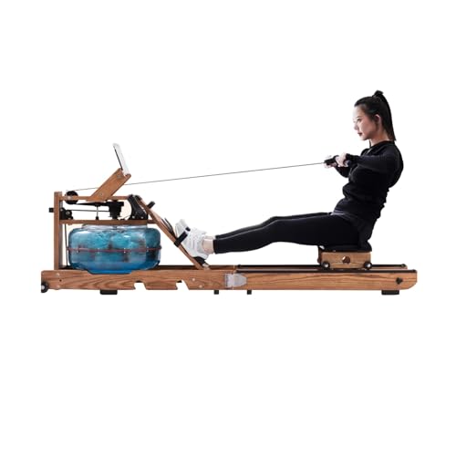 Water Rowing Machine For Home Use Foldable Rower Machine With LCD Monitor, Tablet Holder Cardio Equipment 330lbs Weight Capacity (Color : Beech w