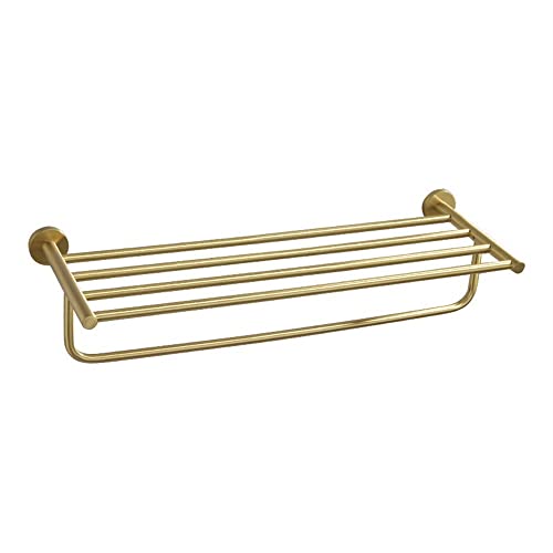 HIGOH Towel Racks,Bathroom Towel Rack Wall Mounted Towel Holder,Bath Hardware Copper Towel Rack,Bathroom Shelf,Towel Holder,Brushed Brass
