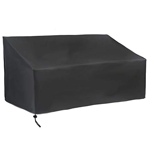 Garden Bench Cover 2 Seater Outdoor Waterproof Loveseat Cover 420D Oxford Fabric Garden Seat Cover Patio Furniture Cover with Drawstring Cord and