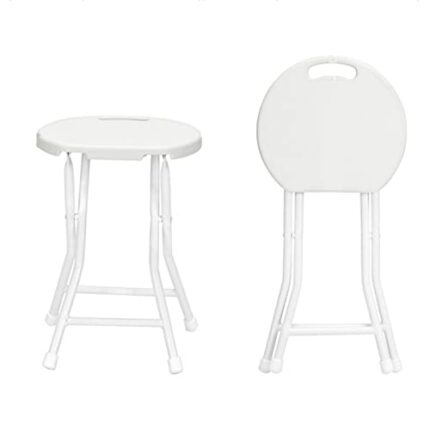 WANGZI Folding Stool Portable Plastic Small Maza Thickened Household High Stool Simple Round Stool Outdoor Small Bench Dormitory Chair,White