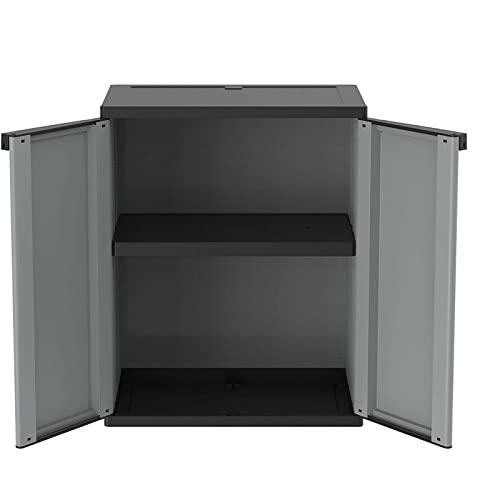 Garden Storage Cabinet with 1 Shelf Outdoor Patio Terrace Backyard Cupboard Storage Locker Rack Utility Cabinet Organiser Grey and Black
