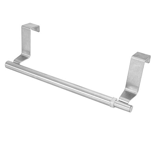 FTVOGUE Over Door Towel Rail Holder Retractable Stainless Steel Bath Towel Bar Rack Shelf No Drilling (34cm Single Bar )