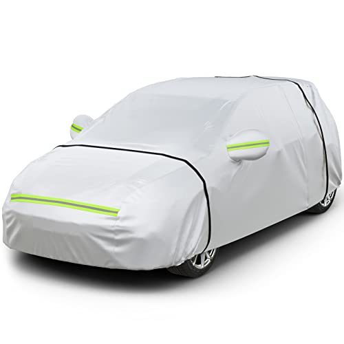 Favoto Waterproof Car Cover Outdoor Sedan Cover Universal Fit 177-194 Inch Right Side Zipper Design Sun Protection Waterproof Windproof Dustproof