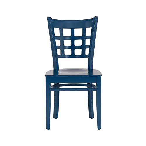 Linon Vanna Dining Side Chair, Solid Beechwood, Navy Blue