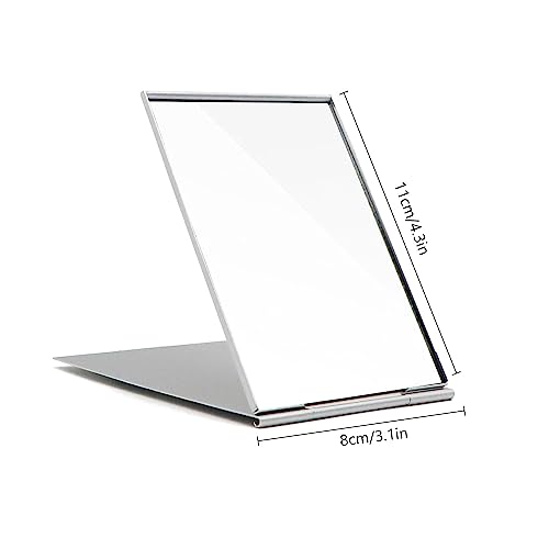 CHEERYMAGIC Portable Folding Mirror, Little Travel Mirror Pocket Compact Makeup Mirror for Make Up Hair Styling and Shaving 11.5 x 8 x 0.25cm Sil