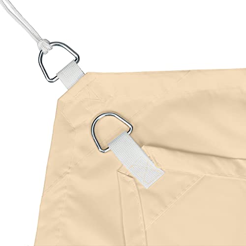 Relaxdays Rectangular Sun Shade Sail 5 x 6 m Water Resistant UV Protection with Guy Ropes Shade Dispenser Garden Beige