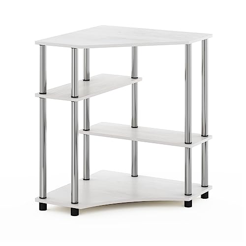Furinno Turn-N-Tube Space Saving Corner Desk with Shelves, Espresso/Black, 79 (W) x 72.4 (H) x 57.2 (D) cm