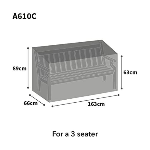 Bosmere All-Weather Garden Bench Cover, 100% Waterproof, UV Protected, Heavy Duty 600D Oxford Fabric, L163 W66 H89cm, A610C