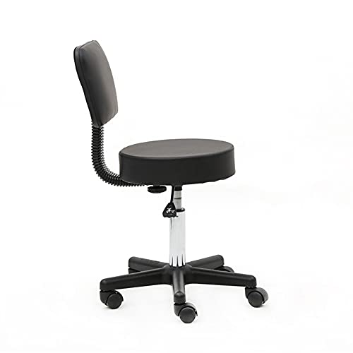 WALNUT Round Shape Plastic Adjustable Salon Stool with Back Bar Stool Lift Stool Swivel Stool Spa Tattoo Massage Salon Furniture