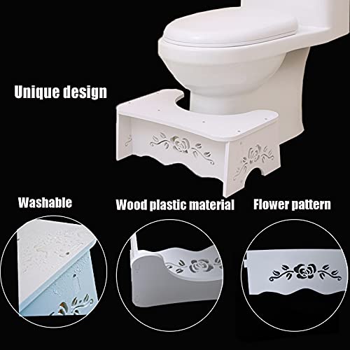 RUN HELIX Bathroom Stool Foldable Squatting Toilet Stool Adult,7 Inch Toilet Potty Stool for Adult and Kids Aid, Poop Stool Wood-Plastic Board, E