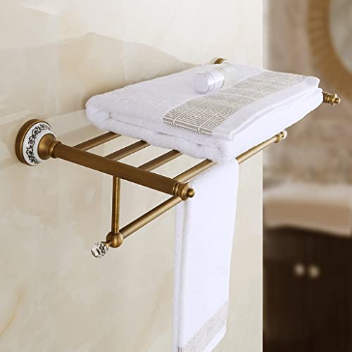 HIGOH Towel Racks,Bathroom Towel Rack Wall Mounted Towel Holder,All Copper European Antique Towel Rack with Single Towel Bar,Retro Bath Wall Moun