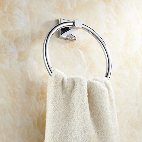 Celbon Wall Mounted Round Towel Ring SUS 304 Stainless Steel Towel Rail Chrome Modern Towel Holder for Bathroom and Kitchen