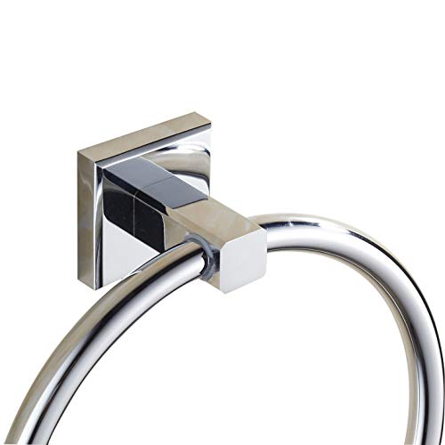 Celbon Wall Mounted Round Towel Ring SUS 304 Stainless Steel Towel Rail Chrome Modern Towel Holder for Bathroom and Kitchen