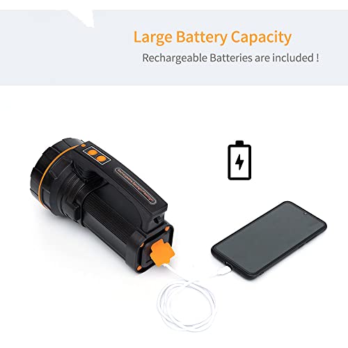 MAYTHANK Most Powerful Handheld LED Torch Light Super Bright Rechargeable Large Capacity High Lumens,Big Spotlight Flashlight Searchlight Torch H