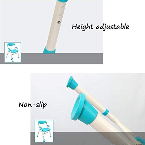 CHEWO Bath Stools,Shower Stool Bath Stool Folding Bathroom Seat Antibacterial Mobile Shower Stool Shower Seat Punching Maximum Weight 200 Kg Gree