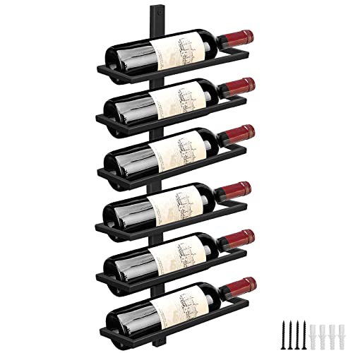 Giyiprpi Wall Wine Rack Bottle Rack for 6 Bottles, Metal Wine Rack Hanging Wall Mounted Wine Bottle Racks, Wall Shelf Wine Storage Rack for Kitch