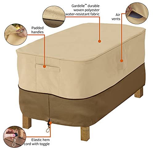 Classic Accessories Veranda Rectangular Garden Coffee Table Cover, Pebble/Bark/Earth (122cm)