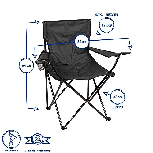 Redwood 1x Blue Folding Canvas Camping Armchair - Adults Lightweight Folding Portable Outdoor Garden Beach Picnic Fishing Festival Camp Chairs