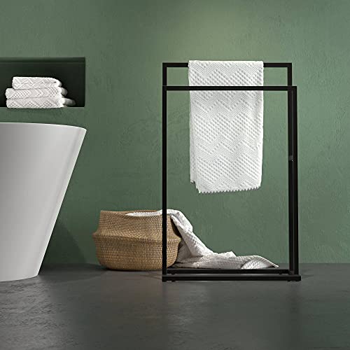 Sealskin Carré Small Towel Rack Black, Metal, Negro, 48 x 78,5 x 24 cm
