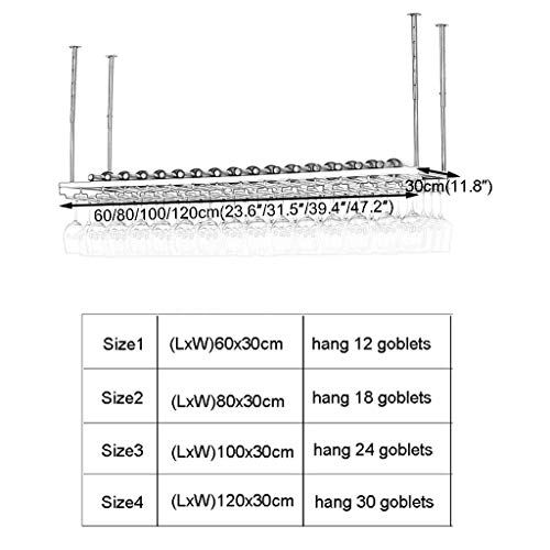 KEppd Wine Rack Wall Mounted - Ceiling Wine Racks, Adjustable Height Wall Mounted Hanging Wine Bottle Holder Glass Goblets Stemware Rack Holder V