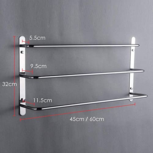 bathroom towel rack Towel Rail Chrome 304 Stainless Steel Heavy Duty Towel Bar Wall Mounted Towel Holder with 3 Rod Storage Rack for Bathroom Kit