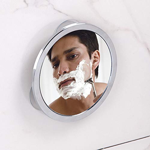 iDesign Round Bathroom Mirror with Suction Cup, Small No-Fog Shower Mirror Made of Chrome-Coated Metal, Practical Shower Accessory for Bathroom a