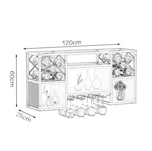 KEppd Wall Storage Shelves, Shelf Goods Racks Wrought Iron Solid Wood Home Wine Cabinet Wall Hanging Wine Rack Living Room Display Storage Wall G