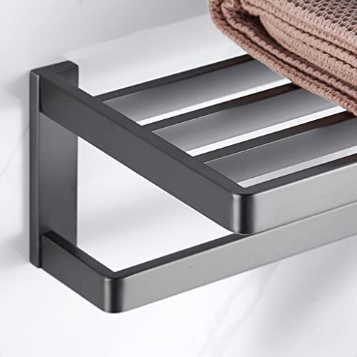 HIGOH Towel Racks,Bathroom Towel Rack Wall Mounted Towel Holder,High-End Towel Rack,Light Brushed Stainless Steel Simple Bath Towel Shelf Wall Mo