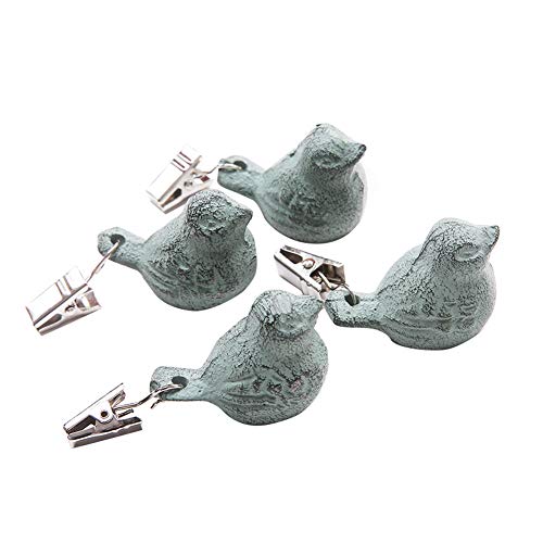 MOVKZACV 4 Pieces Tablecloth Weights Clips, Iron Antique Bird Pendant Tablecloth Clip Weights, Table Cloth Weights Clip On Heavy For Outdoor Tabl