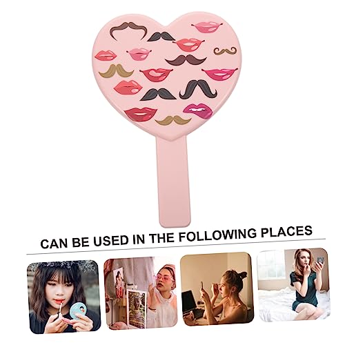 FOMIYES 5pcs handle mirror mini mirrors mirror handheld mini vanity mirror pink heart shaped mirror cosmetic hand mirror bedroom mirror plastic h