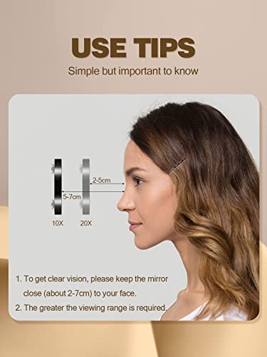 Macaki 20X Magnifying Mirror with 2 Suction Cups, 8.8cm Magnified Makeup Mirror and Slant Tweezers,1PCS,Black