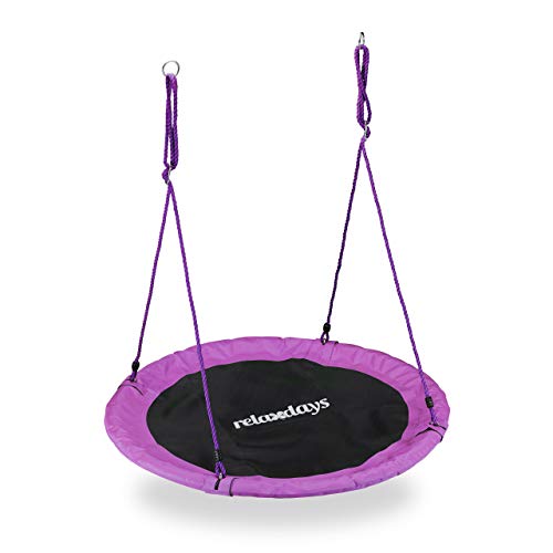 Relaxdays Outdoor Nest Swing for Kids & Adults, 110 cm, for Up To 100 kg, Round Swing, Red