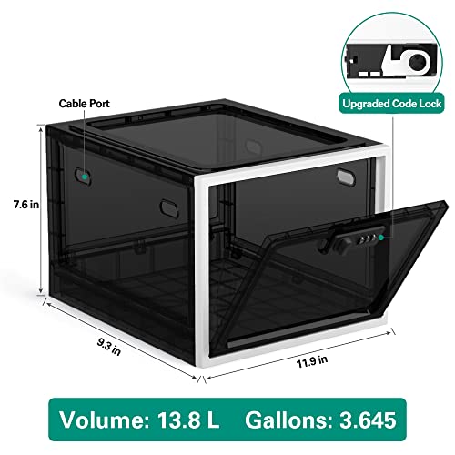 iBune Lockable Box, lockable Medicine Storage Box, Transparent Lock Box for Medicine/Phone/Food/Home Safety (Black)