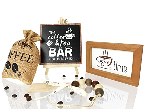 XiA MiLL 5P Coffee Bar Sign Décor, coffee table décor, Coffee Decor for Coffee Bar Accessories,Coffee Bar Tiered Tray Decor,Coffee Lover Gift