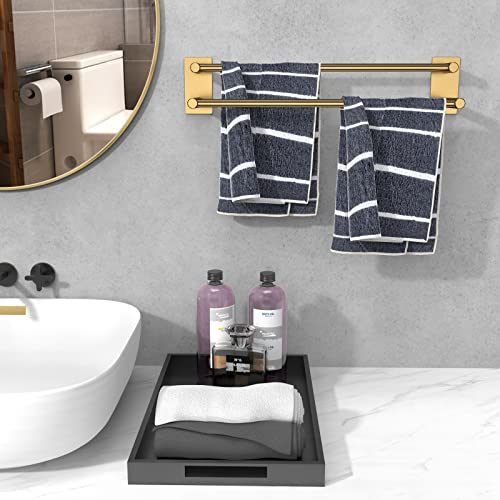 Towel Rail, No Drilling Bathroom Towel Rail, Self Adhesive Wall Mounted Double Hand Towel Holder Made of 304 Brushed Stainless Steel for Bathroom