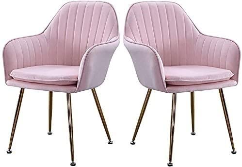 Modern Kitchen Dining Room Chairs Home Kitchen Dining Chair Set Of 2 Living Room Armchair with Metal Legs Velvet Seat and Backrests (Color : Grey