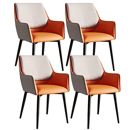 Kitchen Dining Room Furniture Chairs Kitchen Dining Chairs Set Of 4 PU Leather Chairs with Black Metal Legs For Living Room Bedroom Kitchen (Colo